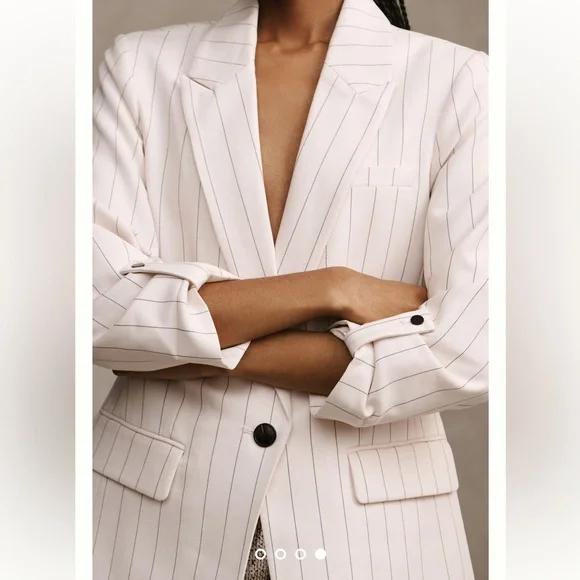 Anthropologie Maeve stripped Rolled Cuff Blazer - Picture 5 of 6